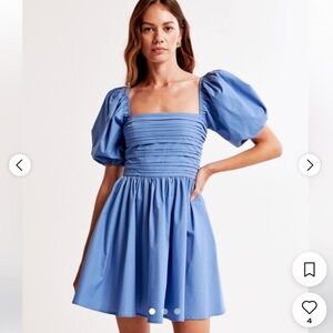 Abercrombie & Fitch Emerson Puff Sleeve Mini Dress in Blue